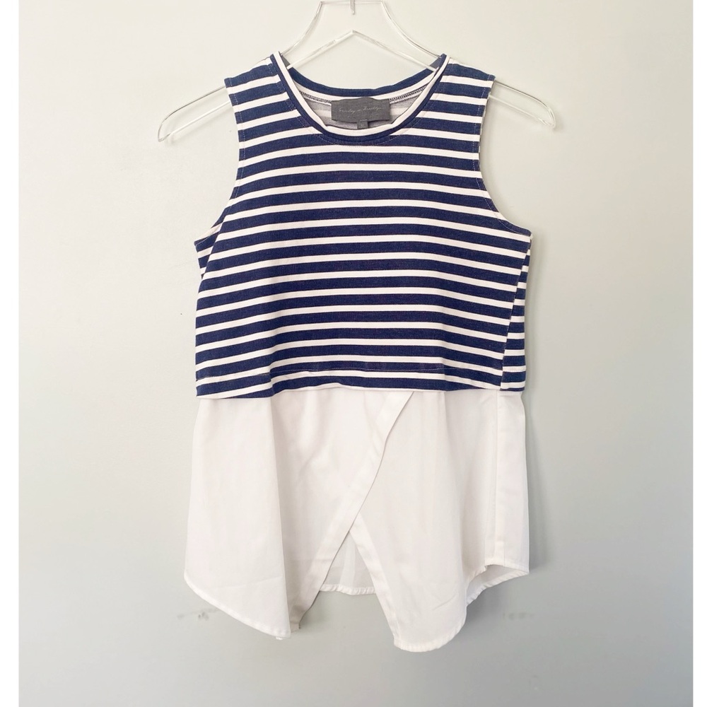 Anthropologie SUNDAY IN BROOKLYN Faux Layered Nautical sleeveless shirt - Picture 2 of 5